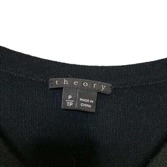 Theory 100% Cashmere Black Bodice Camel Sleeves V-Neck Sweater Size P /TP Soft - Picture 11 of 11